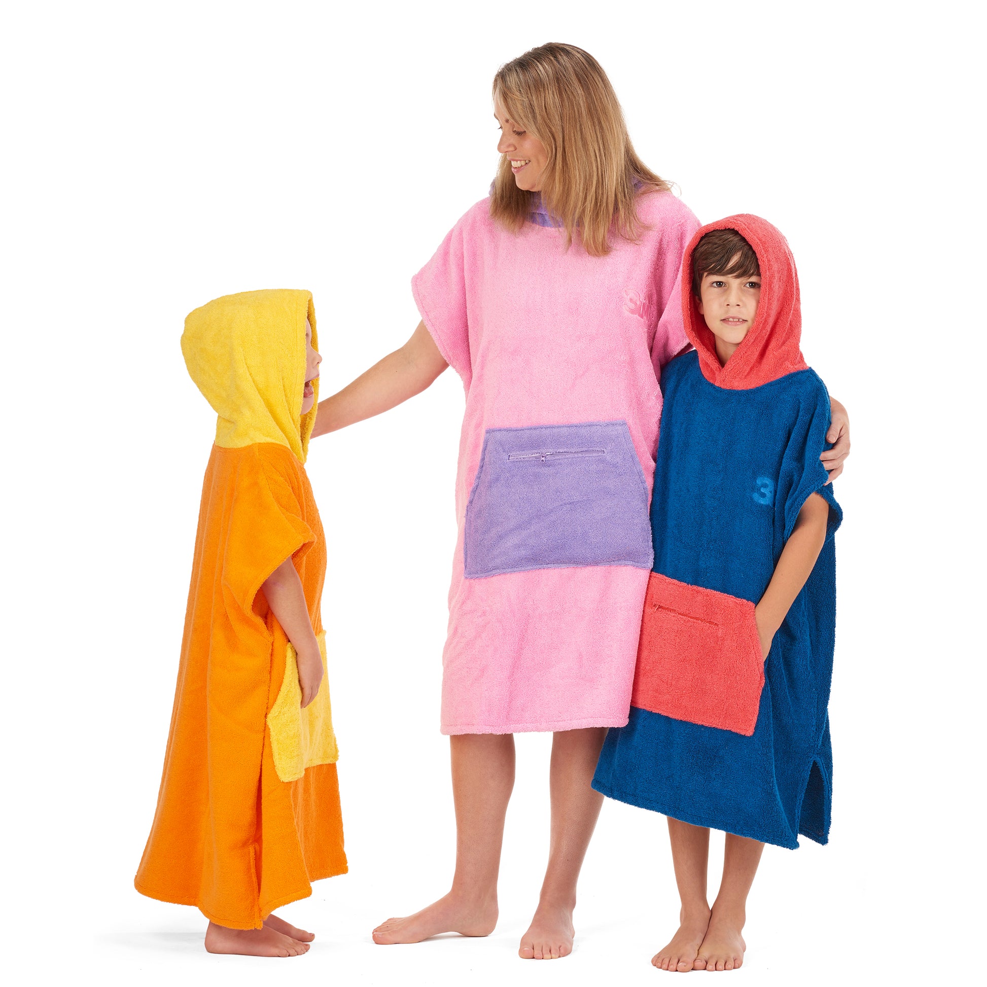 100% Cotton Thick Hooded Poncho Towel - Pink/Purple