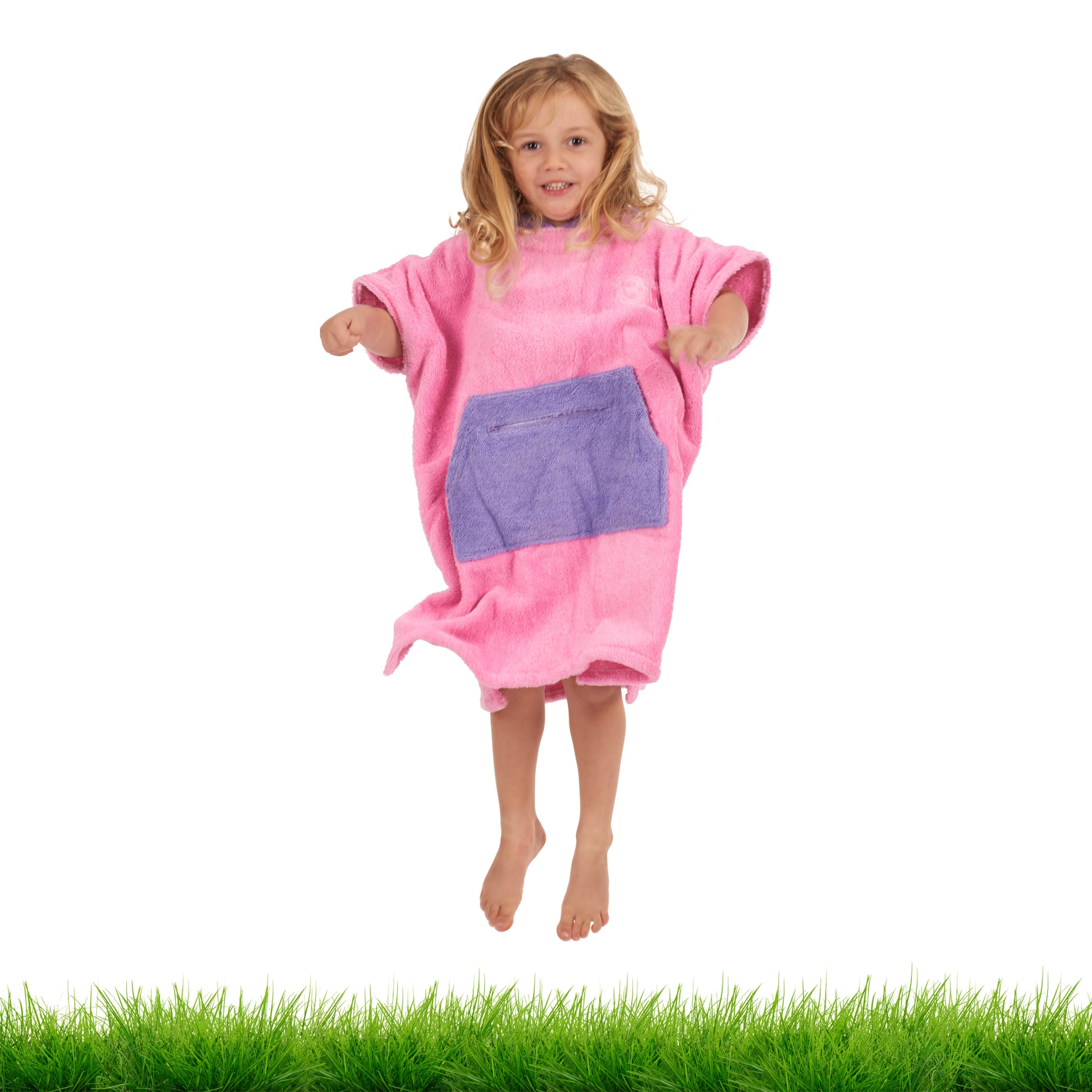 100% Cotton Thick Hooded Poncho Towel - Pink/Purple