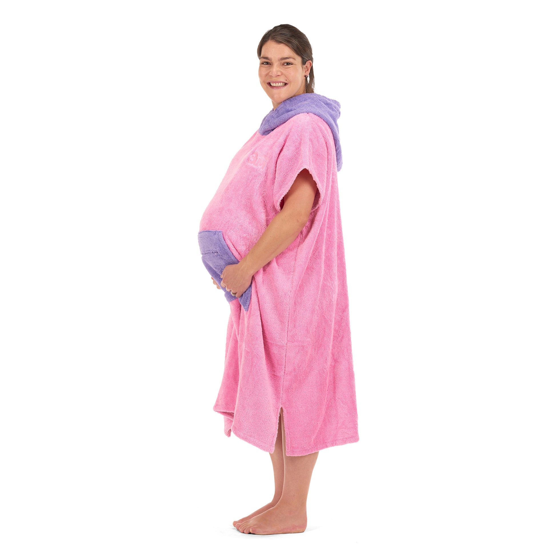 100% Cotton Thick Hooded Poncho Towel - Pink/Purple