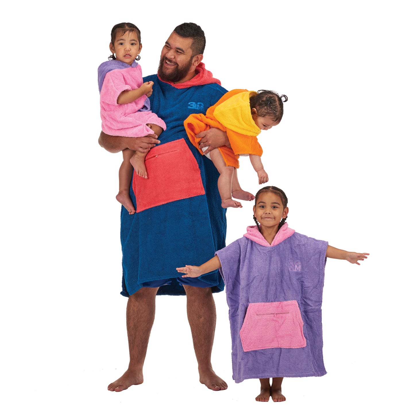 100% Cotton Thick Hooded Poncho Towel - Navy/Red