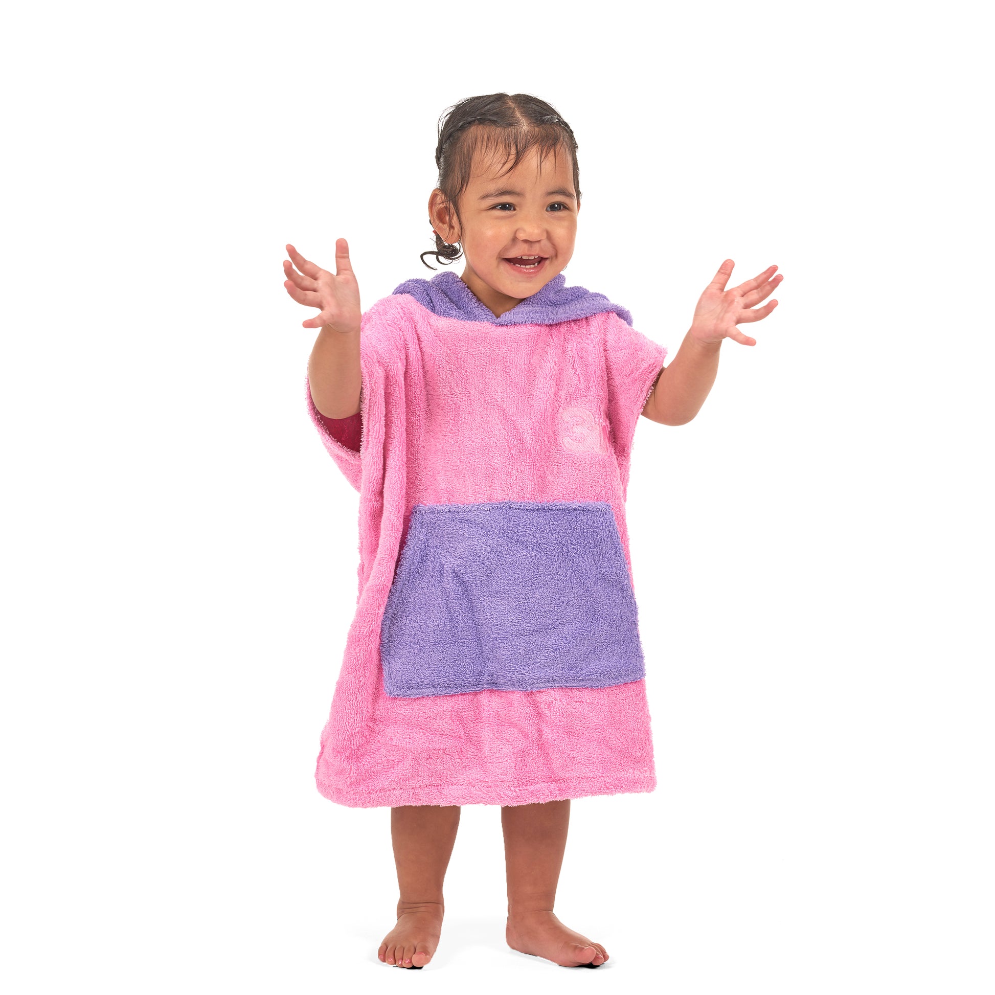 100% Cotton Thick Hooded Poncho Towel - Pink/Purple