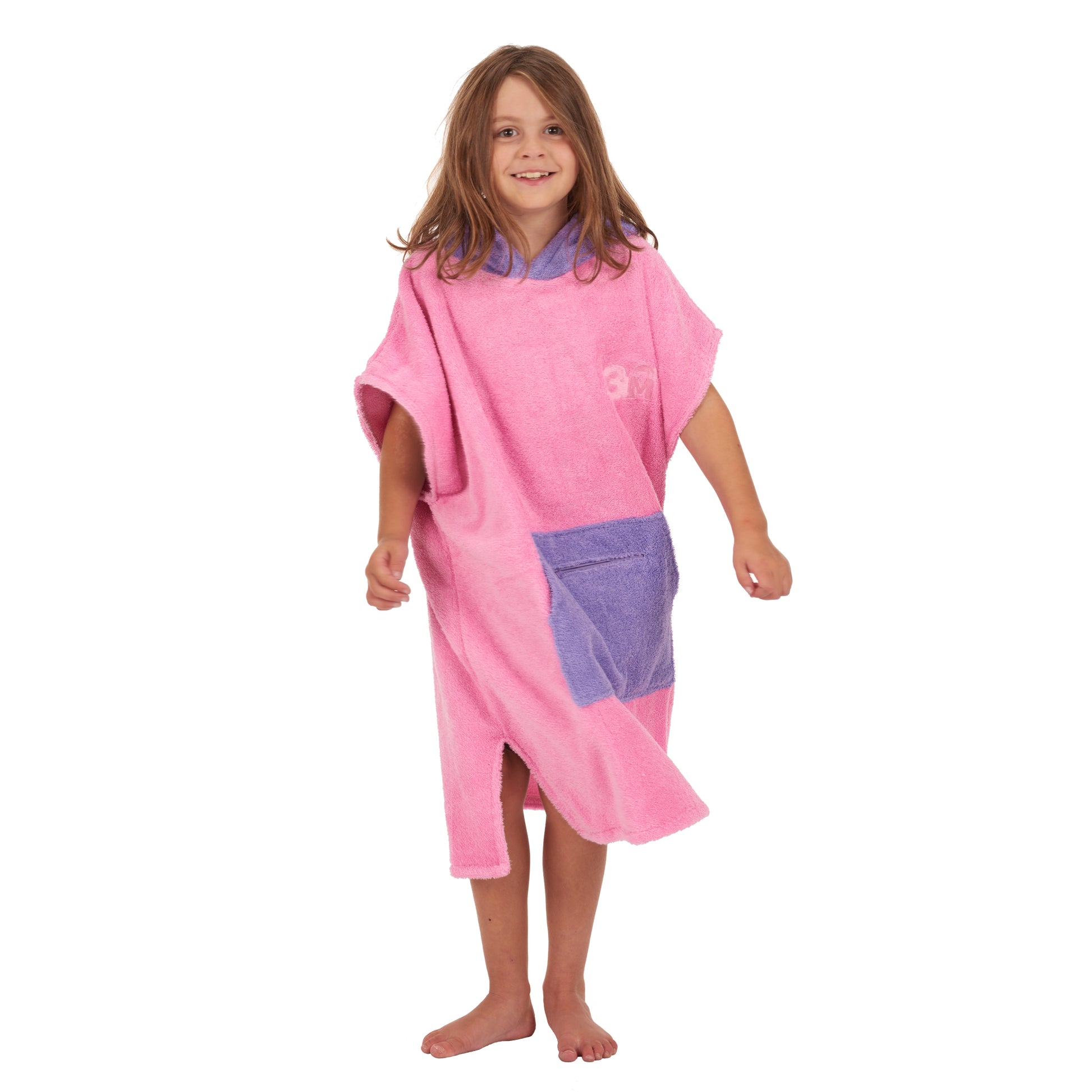 100% Cotton Thick Hooded Poncho Towel - Pink/Purple