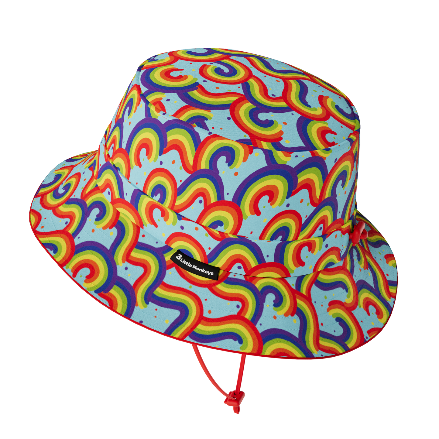 Wide Brim Summer Bucket Hat - Rainbow Wave