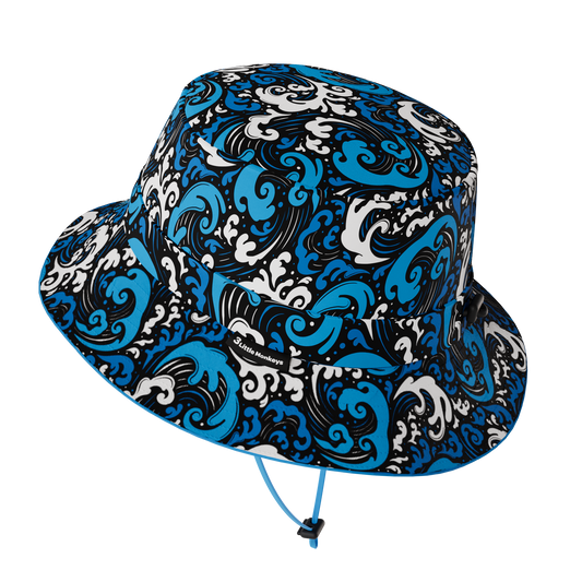 宽边夏季渔夫帽 - 波浪(蓝色)