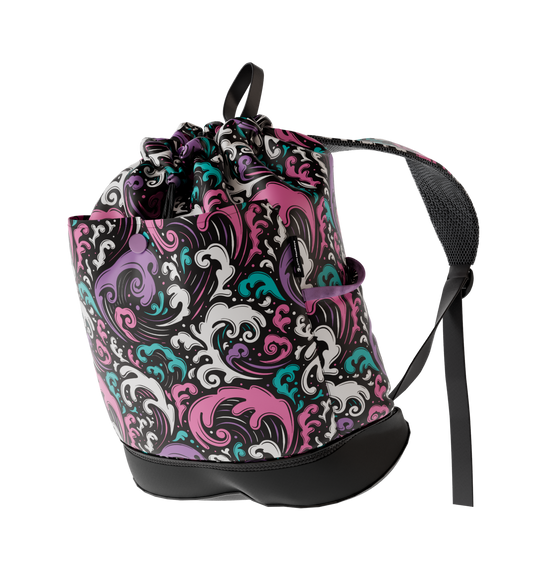 防水游泳包背包 + 鞋隔层 - 波浪(粉色)