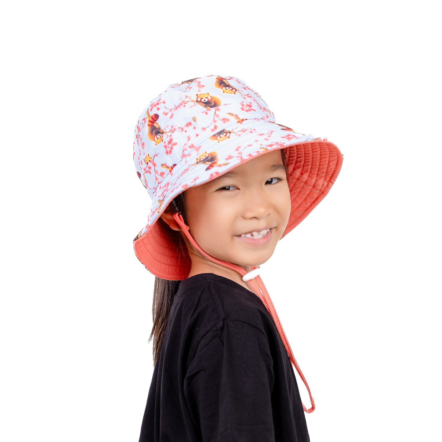 Wide Brim Summer Bucket Hat - Red Panda
