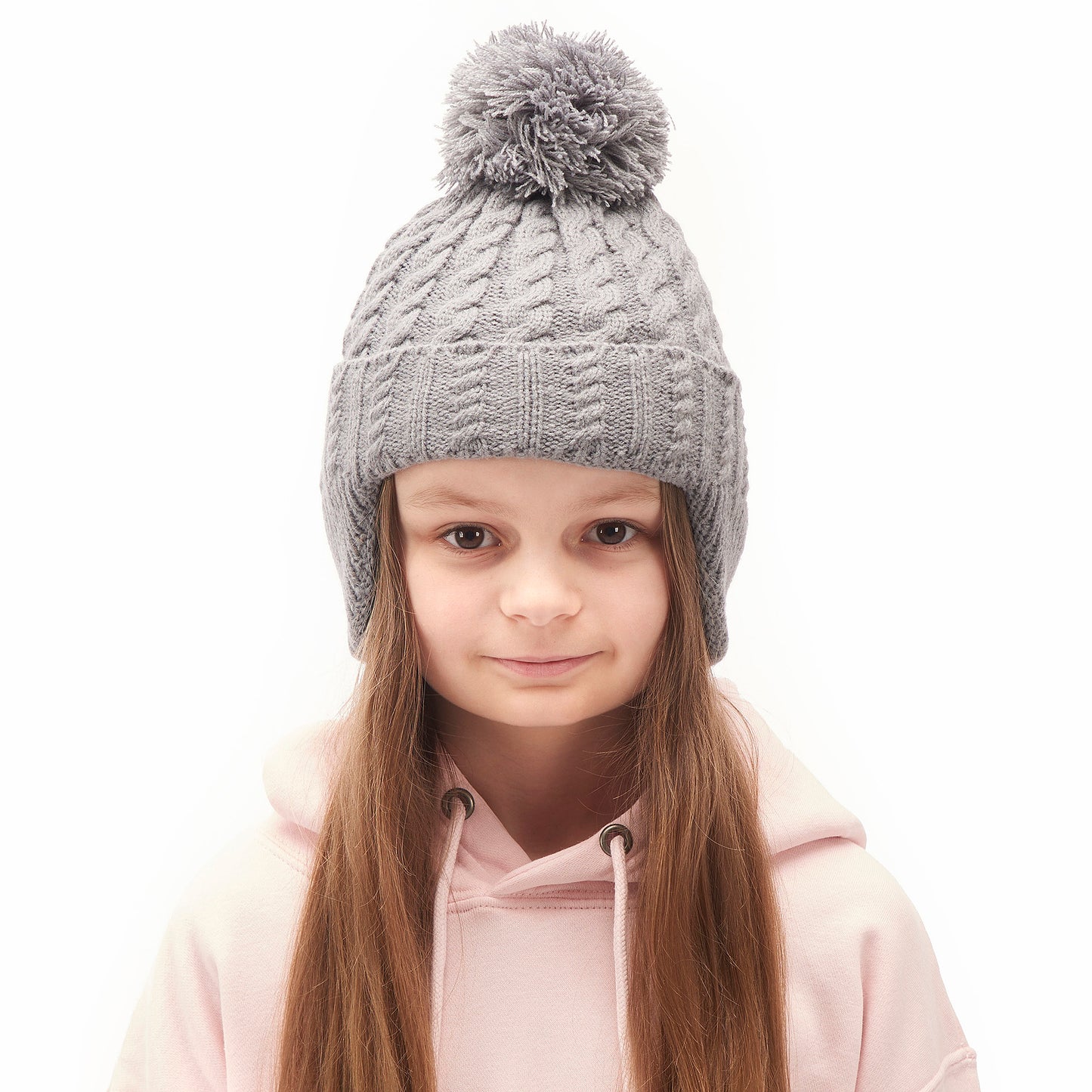 Kid's Soft Cotton Lined Winter Beanie - Beige