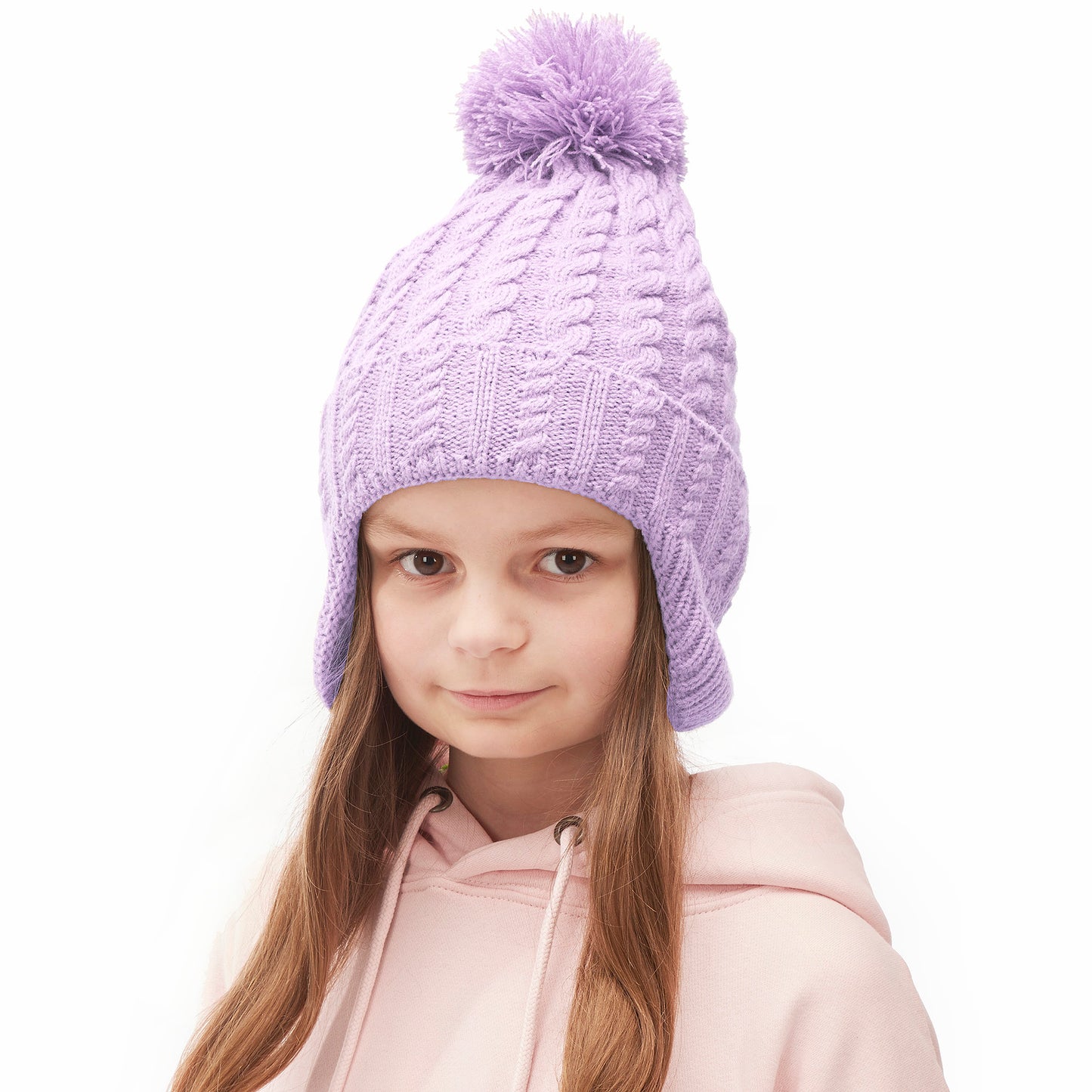 Kid's Soft Cotton Lined Winter Beanie - Beige