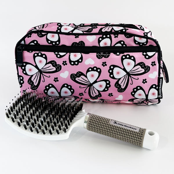 Butterfly Toiletry Bag & Easy Hair Detangler Brush