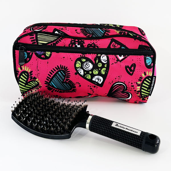Love Heart Toiletry Bag & Easy Hair Detangler Brush