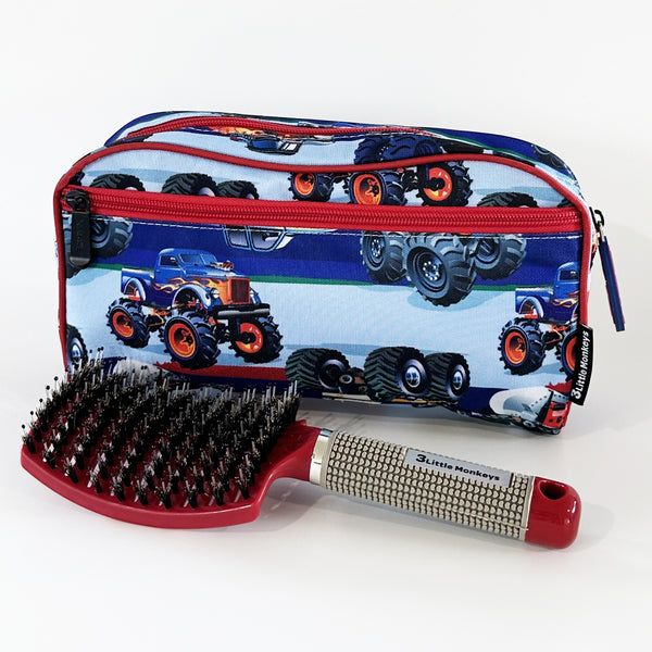 Monster Truck Toiletry Bag & Easy Hair Detangler Brush