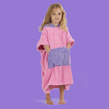 100% Cotton Thick Hooded Poncho Towel - Pink/Purple