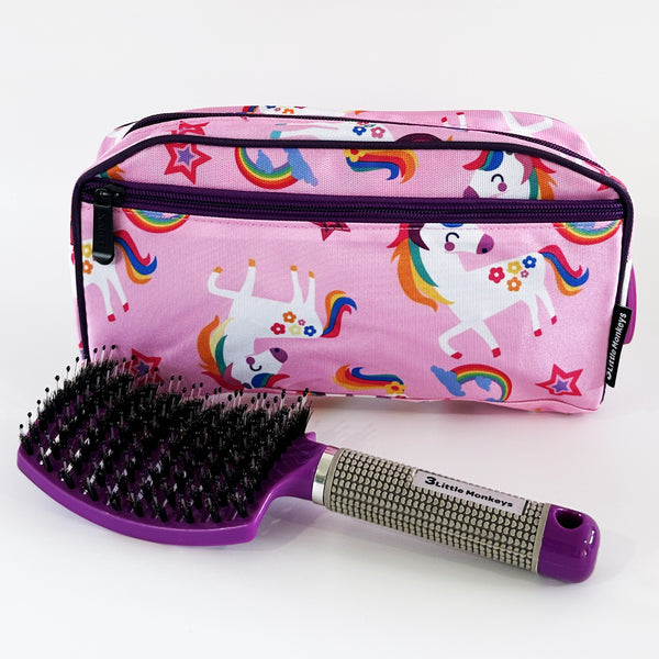 Unicorn Toiletry Bag & Easy Hair Detangler Brush