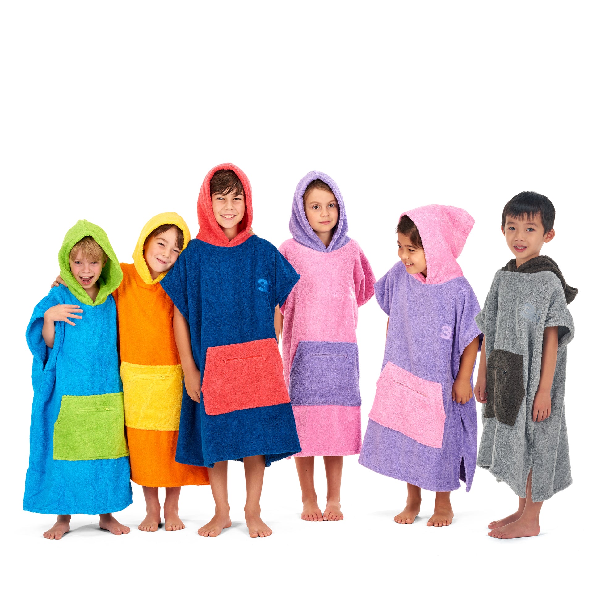 100% Cotton Thick Hooded Poncho Towel - Pink/Purple