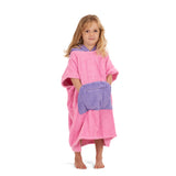100% Cotton Thick Hooded Poncho Towel - Pink/Purple