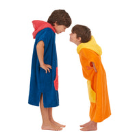 100% Cotton Thick Hooded Poncho Towel - Navy/Red