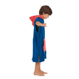 100% Cotton Thick Hooded Poncho Towel - Navy/Red