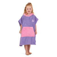 100% Cotton Thick Hooded Poncho Towel - Purple/Pink