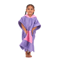 100% Cotton Thick Hooded Poncho Towel - Purple/Pink