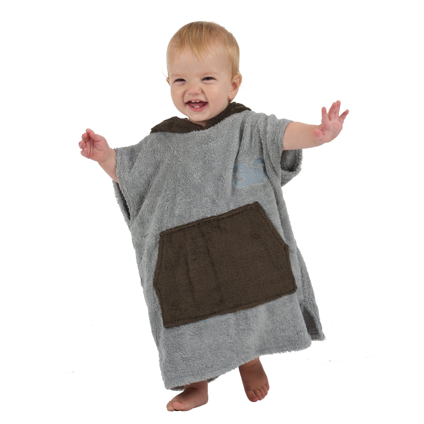 100% Cotton Thick Hooded Poncho Towel - Grey/Charcoal