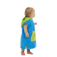 100% Cotton Thick Hooded Poncho Towel - Blue/Green