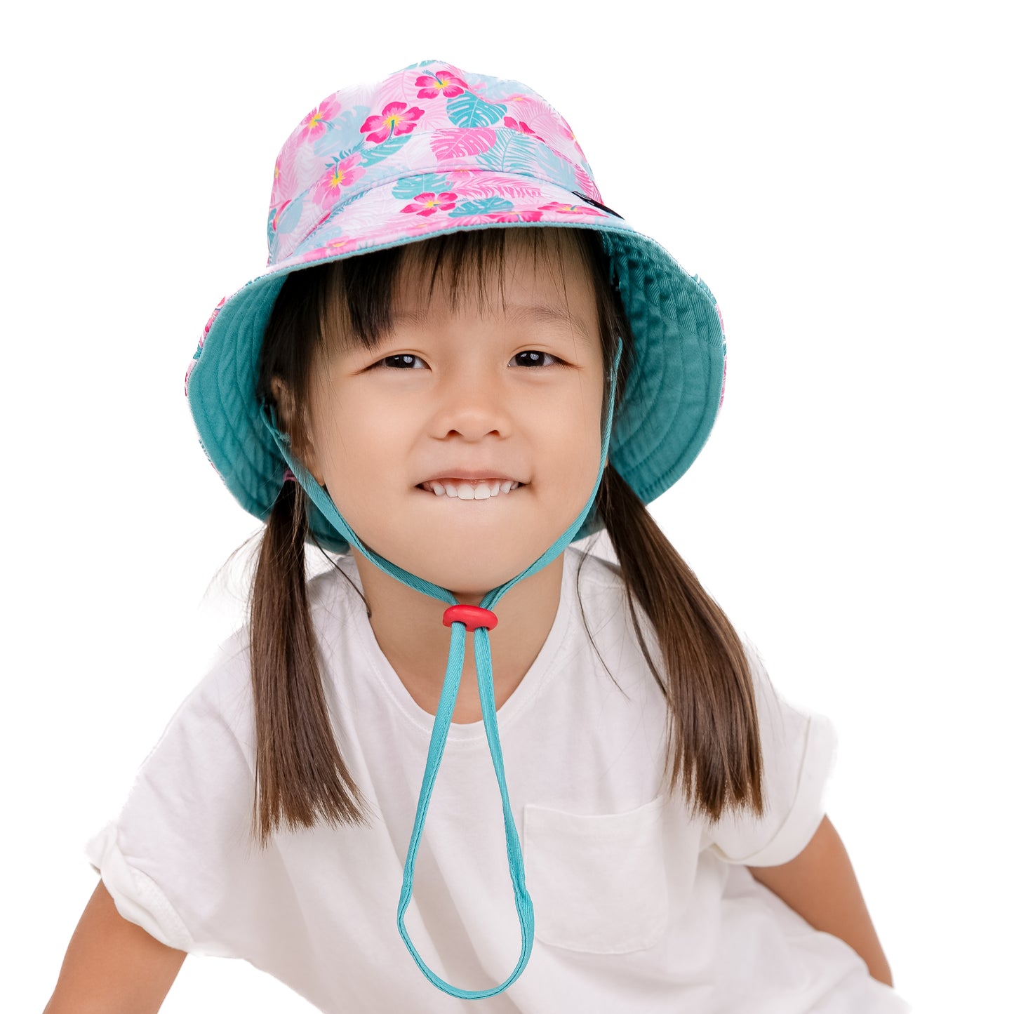 Wide Brim Summer Bucket Hat - Hibiscus Flower