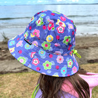 Children's Wide Brim Summer Bucket Hat - Flower Ladybug