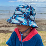Children's Wide Brim Summer Bucket Hat - Shark