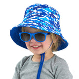 Children's Wide Brim Summer Bucket Hat - Camo Shark