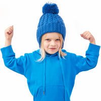 Kid's Soft Cotton Lined Winter Beanie - Blue