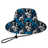 Children's & Adult Wide Brim Summer Bucket Hat - Blue Wave