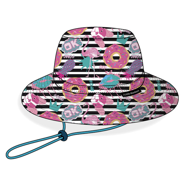 Children's Wide Brim Summer Bucket Hat - OMG Donut a