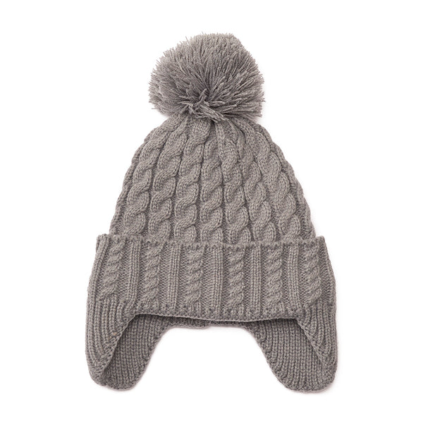 Kid's Soft Cotton Lined Winter Beanie - Grey