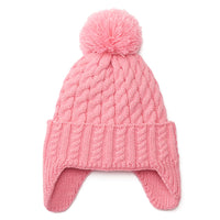 Kid's Soft Cotton Lined Winter Beanie - Pink