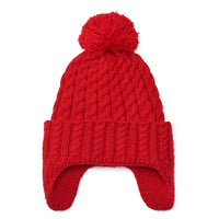 Kid's Soft Cotton Lined Winter Beanie - Red
