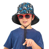 Children's & Adult Wide Brim Summer Bucket Hat - Blue Wave
