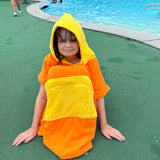 100% Cotton Thick Hooded Poncho Towel - Orange/Yellow