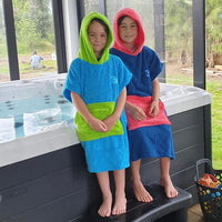 3 Little Monkeys Hooded Poncho Towel - Blue Green
